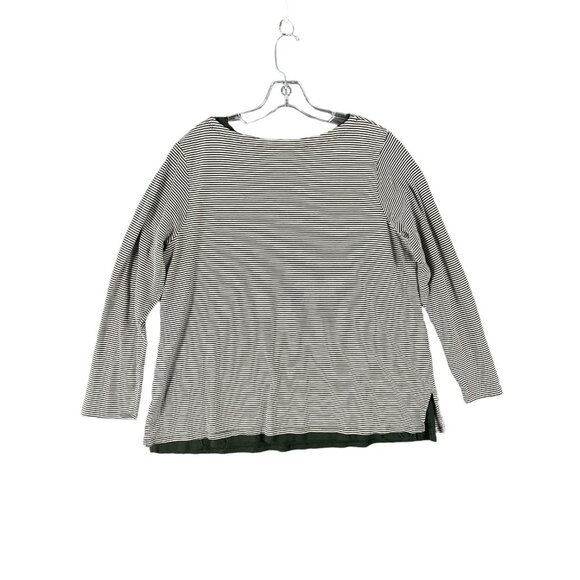 J Jill Womens Top 1X Green White Striped Layered Soft Warm Work Minimal Office - Picture 10 of 14